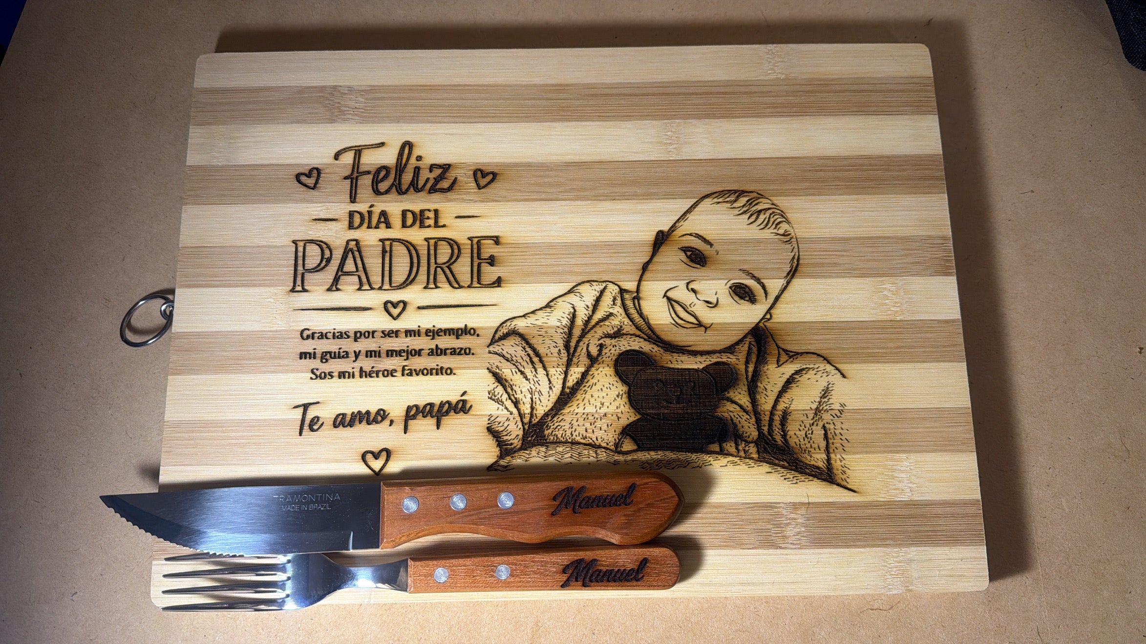 Tabla Bambu 36x26 cm Set Parrillero Todo personalizado