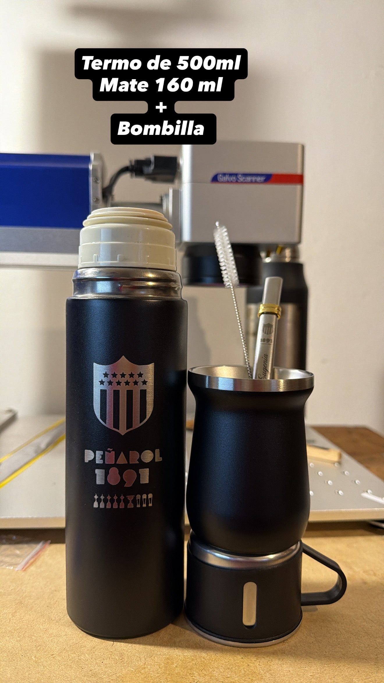 Mini set Matero Termo 500 ml  + mate 160 + bombilla