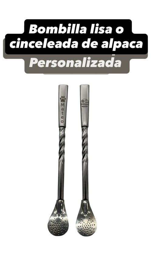 Bombilla de alpaca personalizada Pico de Loro