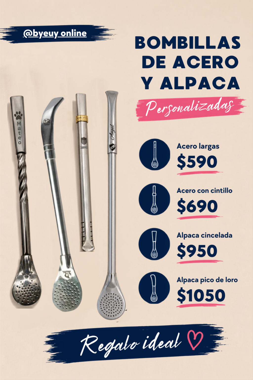 Bombilla de acero inoxidable Personalizada