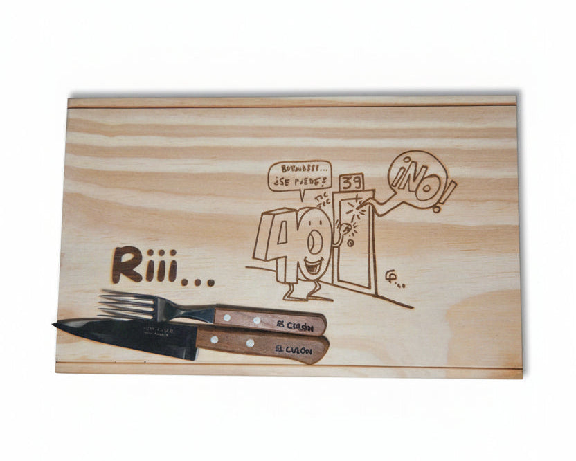 Set Tabla personalizada 40x25cm + cubiertos personalizados (2R)